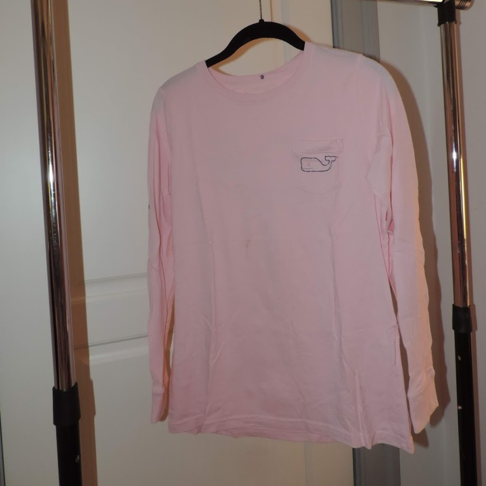 Vineyard Vines Long Sleeve Whale Print Tee Pink
